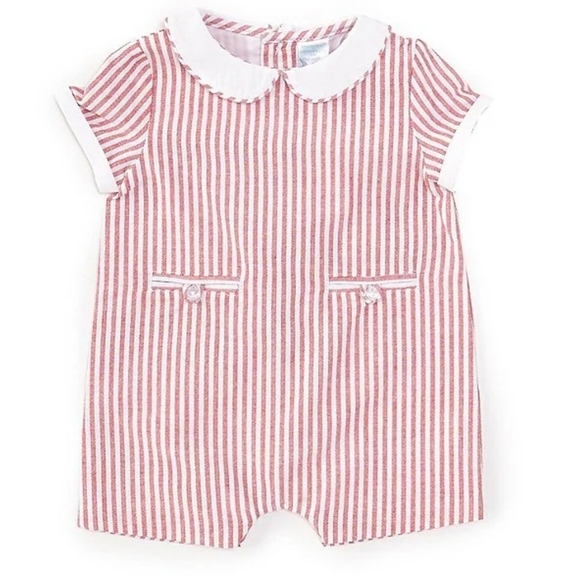 Edgehill Collection The Broke Brooke Jensen Woven Stripe Romper Red 18M - Picture 1 of 8